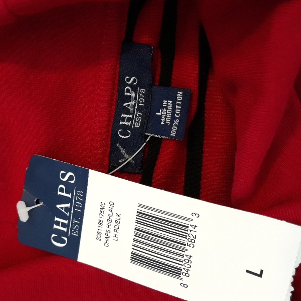 Chaps by Ralph Lauren Highland Red & Black Striped Shawl Collar Top Size L / NWT - Picture 13 of 14